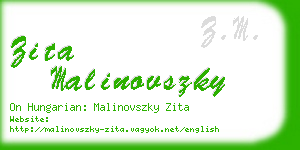 zita malinovszky business card